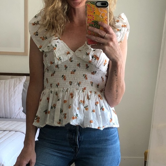 ASOS shirred waist ruffle sun top floral broderie - Picture 9 of 9